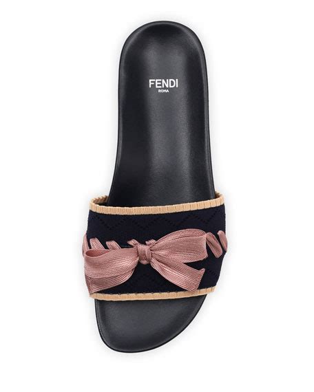 fendi knit bow flat slide|Women's Designer Slides & Mules .